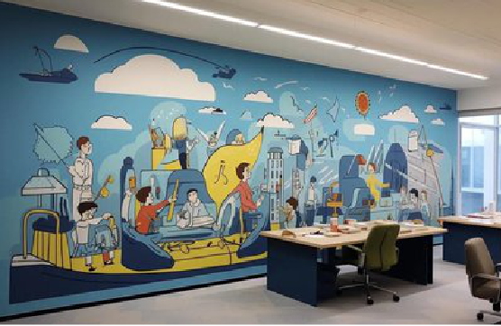  泾阳办公室墙绘的特点。